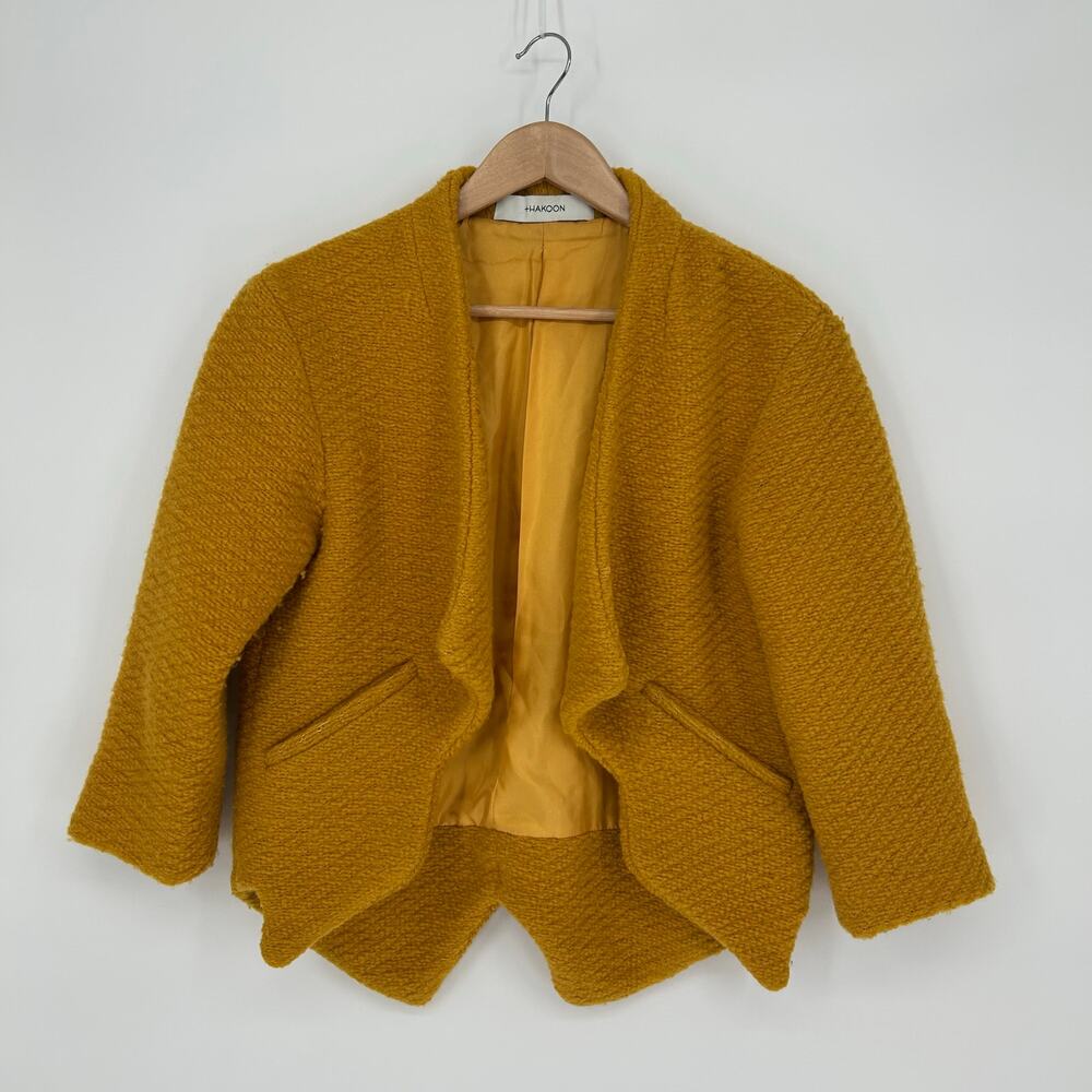 Thakoon Mustard Yellow Alpaca Blend Blazer Jacket Women’s Size 2 Fall Chic